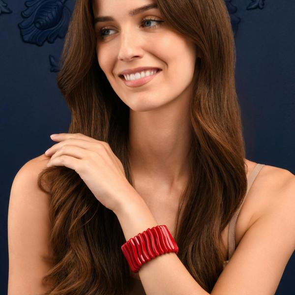 Zavana Wide Red Chunky Bangle Bracelet for Women