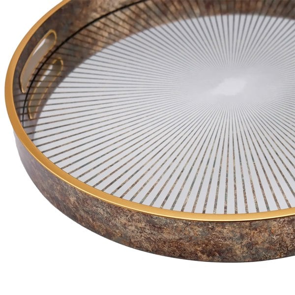 Maison des Cadeaux Round Sunburst Decorative Coffee Table Tray