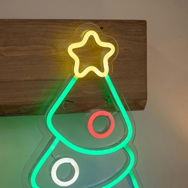 Samuel Alexander 40cm Neon-Style Christmas Tree Light Up Decoration with Multi-Coloured LEDs