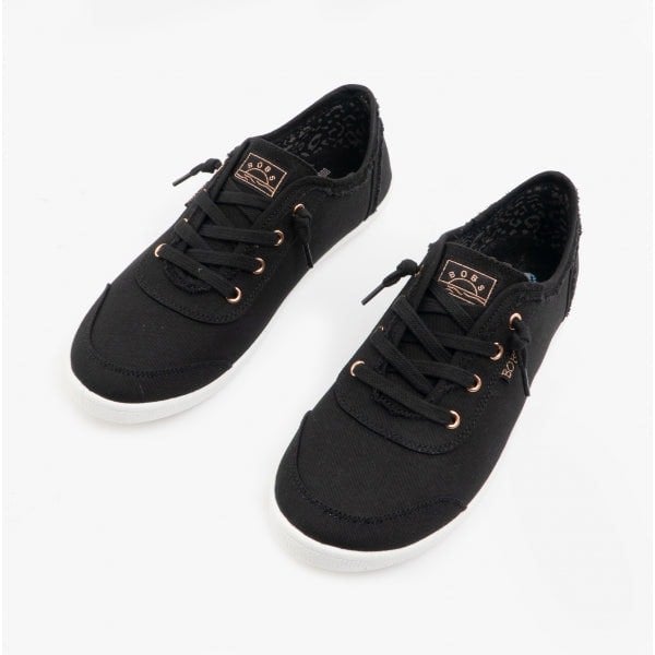 Skechers 33492/BLK BOBS B CUTE Womens Canvas Slip On Trainers Black