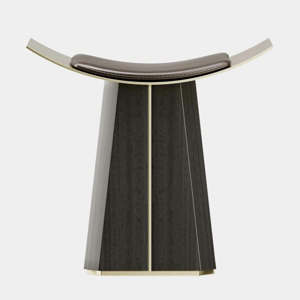 The Private Label Siza Stool in Walnut Leather & Polished Brass