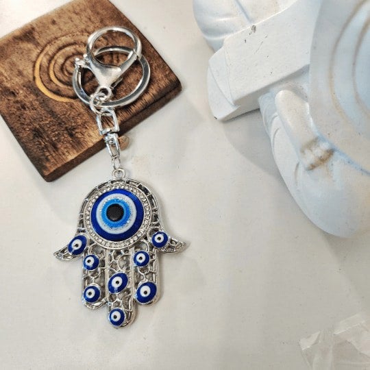 The Colourful Aura Large Hamsa Fatima Hand Turkish Protection Evil Eye Nazar mal de ojo Keychain