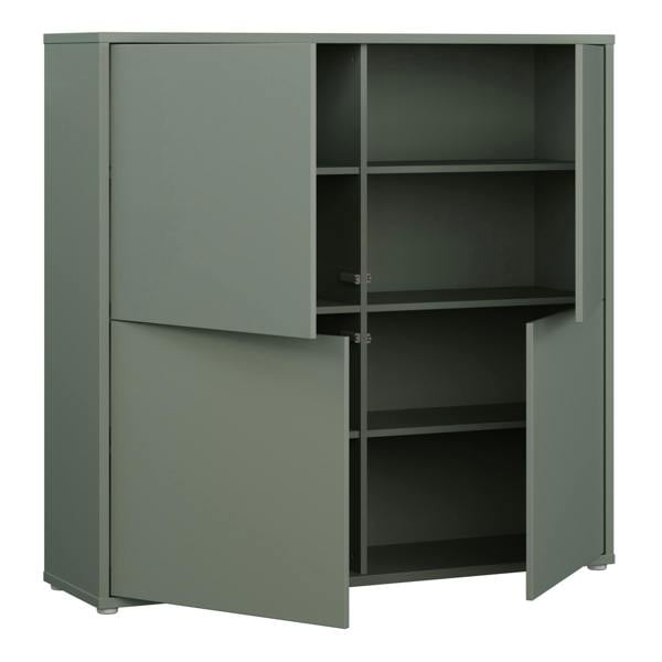 Furniture To Go Alice Springs 4 Door Large Storage Cabinet with Push-to-Open Doors in Sage Green