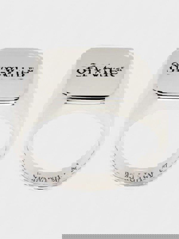 Off - White Rectangular Ring Silver - Supplied FashionOff White