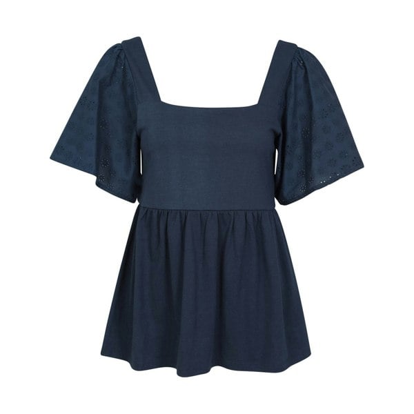 Mountain Warehouse Womens Verona Broderie Sleeve Top - Navy