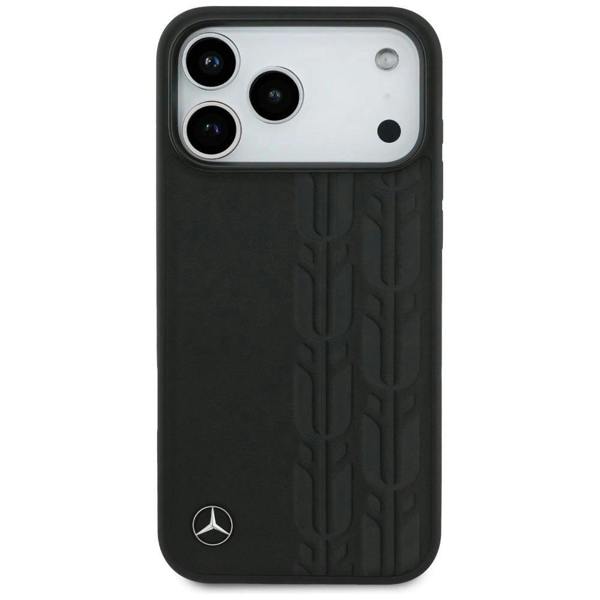 Mercedes Leather Laurel Leaves Case with MagSafe for iPhone 17 Pro Max 6.9" Black - MEHMP17X25RDSLAK