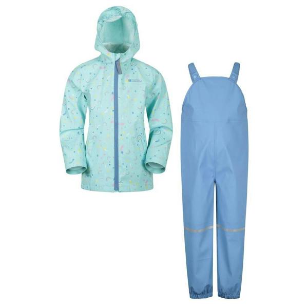 Mountain Warehouse Childrens/Kids Raindrop Waterproof Jacket And Trousers Set - Teal - 
