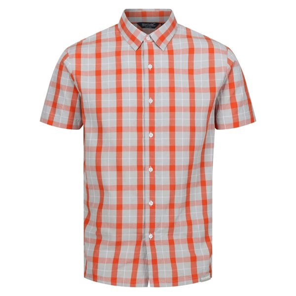 Regatta Mens Denmoor Checked Shirt - Silver Grey/Rusty Orange