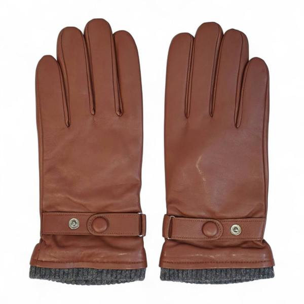 Infinity Leather Men’s Italian Leather Warm Wool Lining Winter Knit Rib Gloves - M-LGV-105