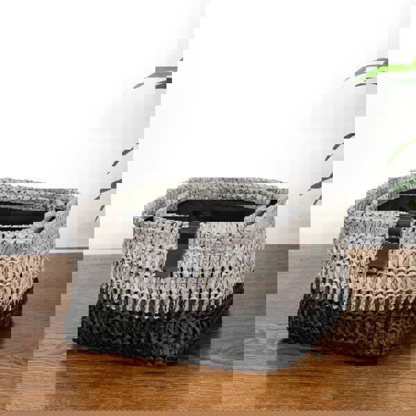 JVL Kenzi Square Fabric Storage Baskets for Home Organisation, Set of 2