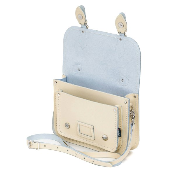 Zatchels Leather Midi Satchel - Pastel Cream