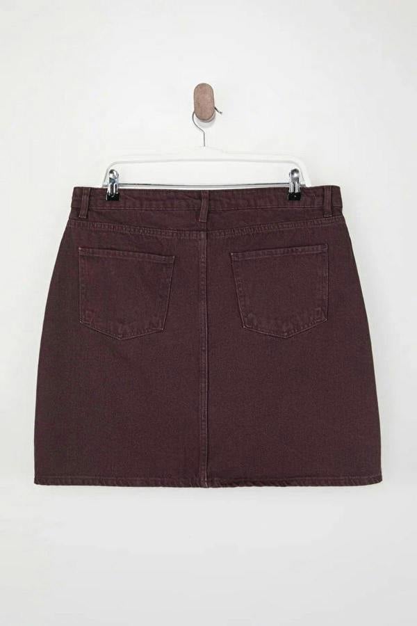 WOVCOR High Waist 100% Cotton A-Shape Denim Skirt