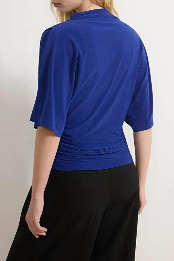 WOVCOR Boat Neck Batwing Sleeve Stretchy Knit Blouse