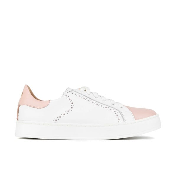 Embassy London Serena - Pink & White - Women’s Leather Trainer with Brogue Details