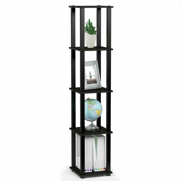 WALPLUS Turn-S-Tube 5-Tier Corner Square Rack Display Shelf with Square Tube, Americano/Black perfect for organized storage and display