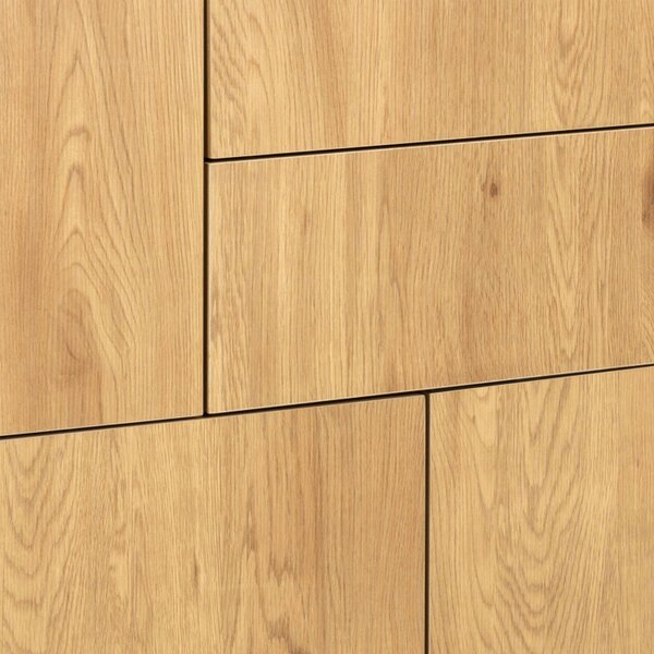Wyld Haus El Paso Black Metal and Wild Oak Veneer 3 Door 2 Drawer Sideboard