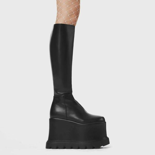 Lamoda Out The Gate Black PU Urban Street Style Statement Skull Ankle Boots
