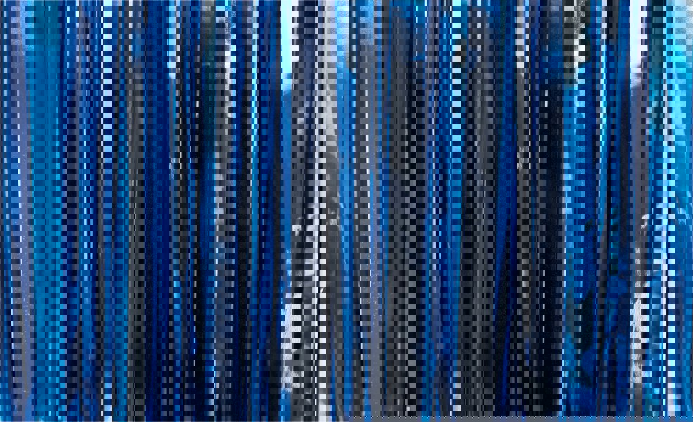 Cheetah Metallic Tinsel Curtain, 2M x 1M Blue