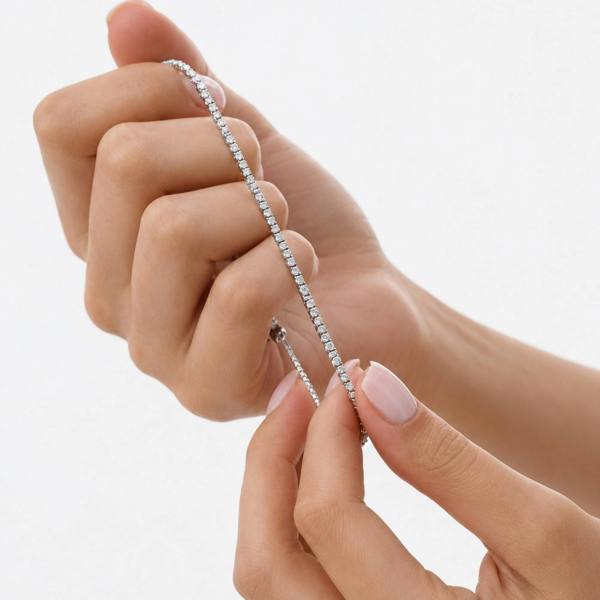 Spero London Sterling Silver Fine Tennis Bracelet Adjustable Sliding Claps