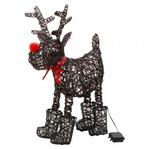 Samuel Alexander 65cm Battery Operated Rattan Woven Rudolph Reindeer with Warm White LEDs