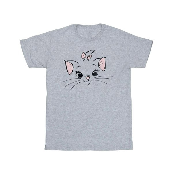 Disney Girls Classics Marie Face Pocket Cotton T-Shirt - Sports Grey