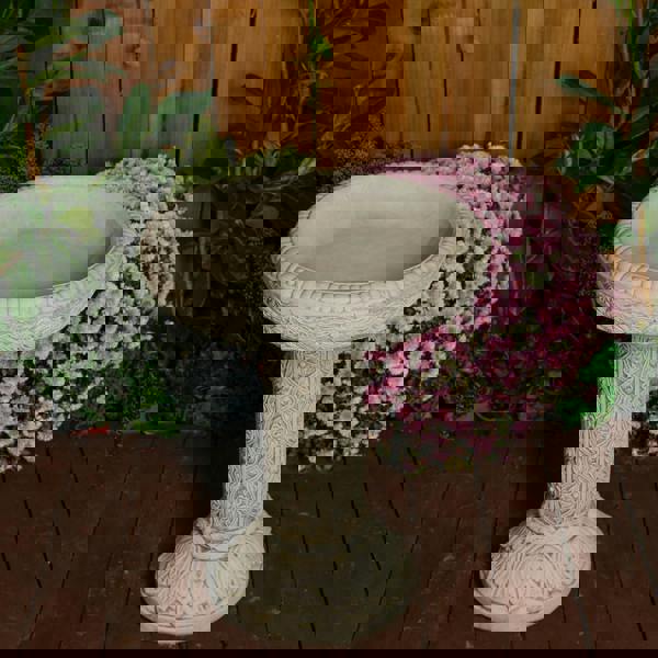 Small Ornate Stone Cast Roman Bird Bath