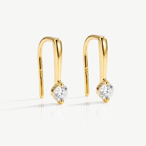 MUCHV Open Threader Hoop Earrings With Tiny CZ Stone