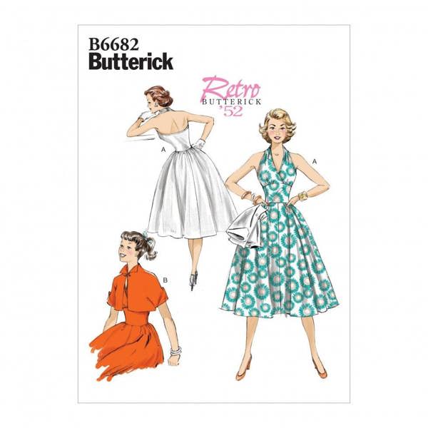 Butterick Sewing Pattern 6682, Dresses, Jackets, Vintage Style for Women, A5 (6-8-10-12-14) - Intermediate