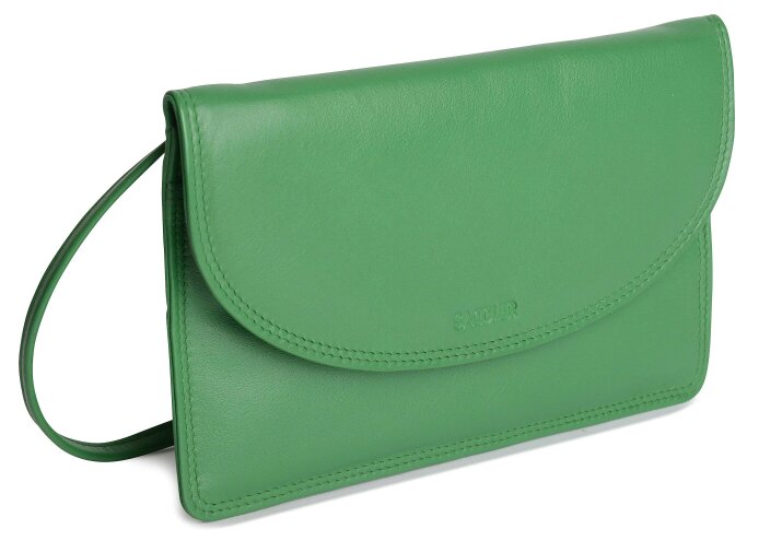 SADDLER ISABELLE Leather Slimline Crossbody Bag - Adjustable Strap, Multiple Pockets, Magnetic Closure - RFID Protected - Jelly Bean