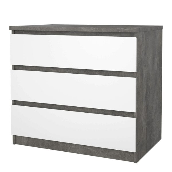 Wyld Haus Budapest Concrete Effect and White Wooden Chest 3 Drawers