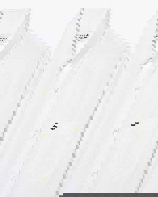 Lacoste Regular Fit Long Sleeve Mens Linen Shirt - White 001