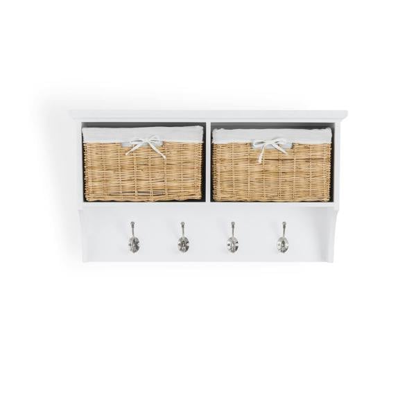 Statement Furniture Tetbury Hallway Hanging Shelf with Natural Wicker Baskets