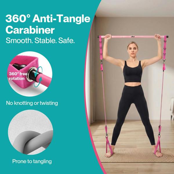 Centra Resistance Bands Pilates Kit Equipment 70LB Adjustable for Home Pink