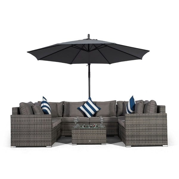 Giardino Havana 8 Seat Rattan Sofa Conversation Set with Ice Bucket Coffee Table
