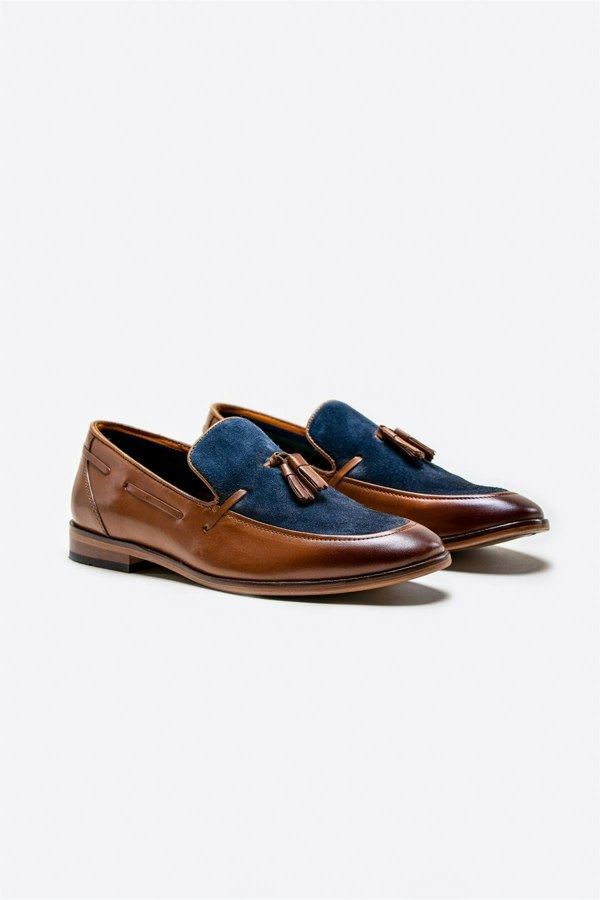 Freemont tan/navy loafers front