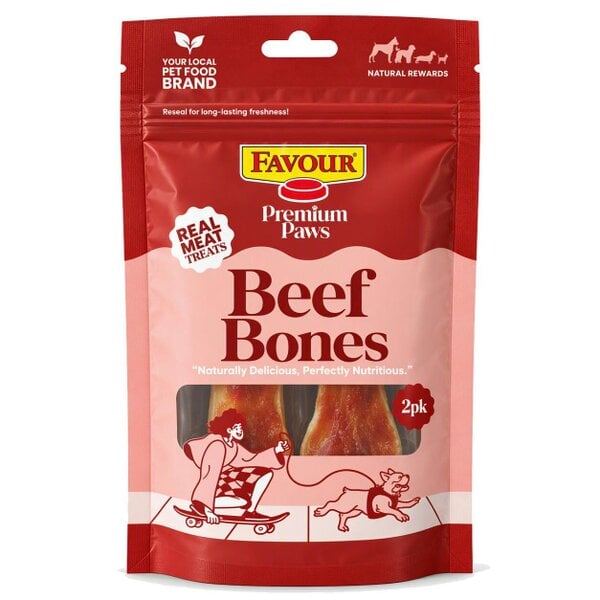 Favour Premium Paws Beef Bones Medium (2 Bones) 80g