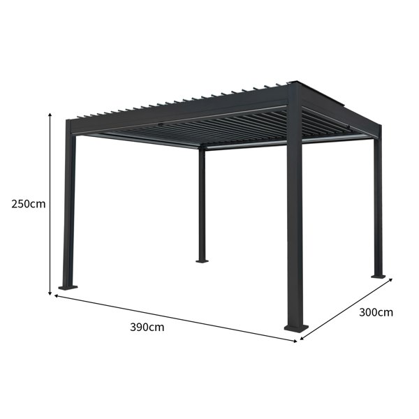 Monstershop Anthracite Aluminium Pergola With White Blinds - 3m x 4m