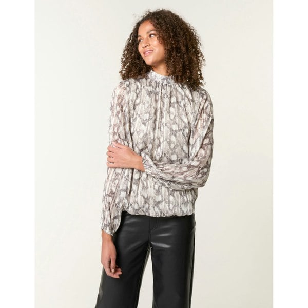 Blue Vanilla Rhinestone Studded Snake Print Blouse