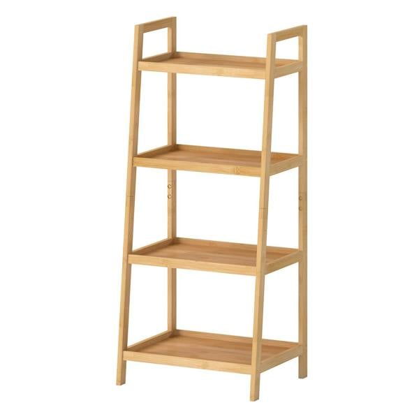 Levede Shelf 4 Tier Space Saving Bamboo Display Cabinet For Living Room Bamboo