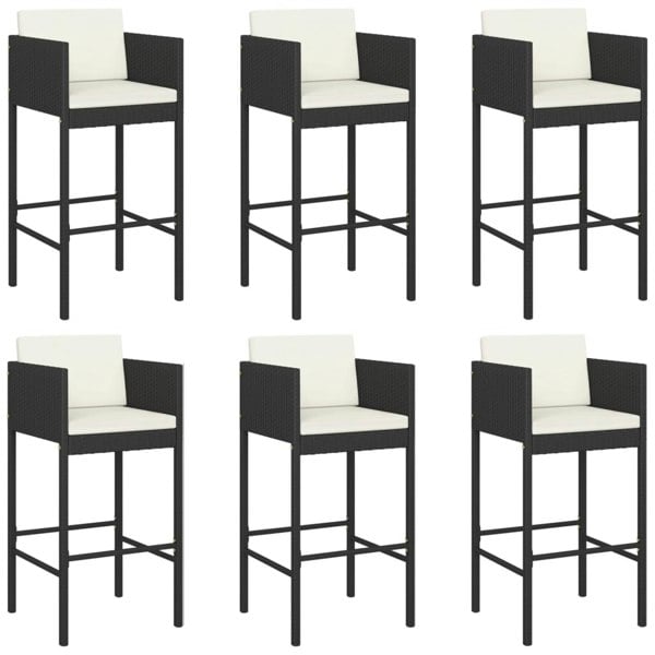 Berkfield 7 Piece Garden Bar Set with Cushions Black Poly Rattan