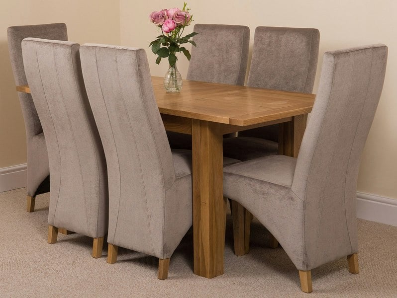 That's Furniture Hampton Small Oak Extending Dining Table with Lola Fabric Chairs