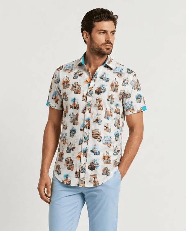 The World Lens Camera Print Short Sleeve Shirt - Claudio Lugli Shirts