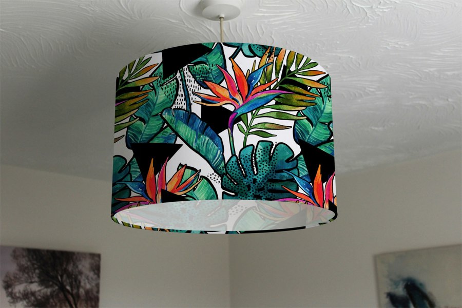 Benjamin Tate Design tropical leaves and flowers with contour (Ceiling & Lamp Shade)