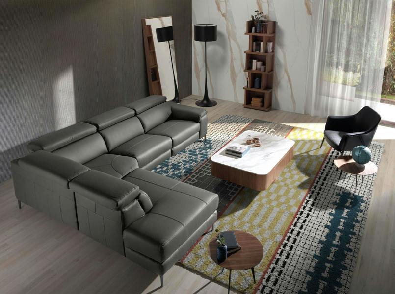 Angel Cerdá Relax corner sofa in dark grey leather 6111/6112