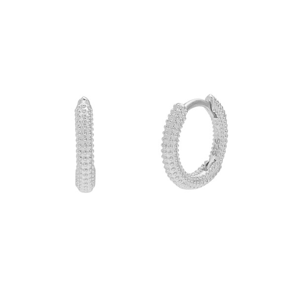 Spero London Sterling Silver Textured Pebble Hoops - Pair