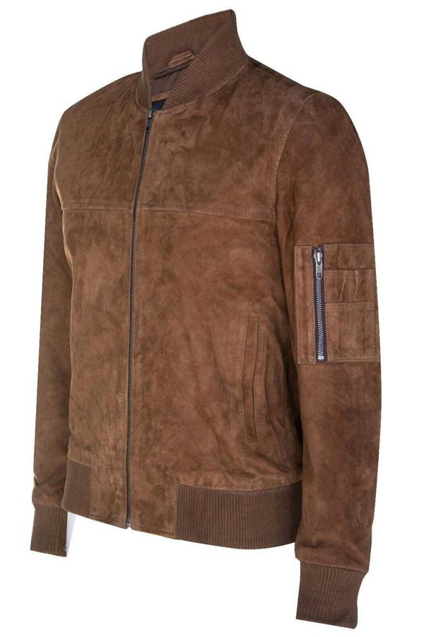 Infinity Leather Mens Suede Leather MA-1 Varsity Bomber Jacket
