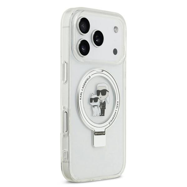 Karl Lagerfeld Ring Stand Karl and Choupette Case with MagSafe for iPhone 17 Pro 6.3" Clear - KLHMP17LHMRSKCH