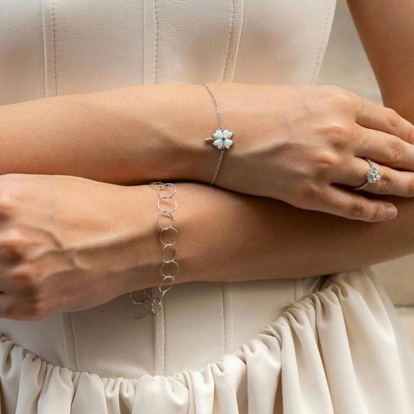 Spero London Textured Circle Hoops Sterling Silver Chain Bracelet