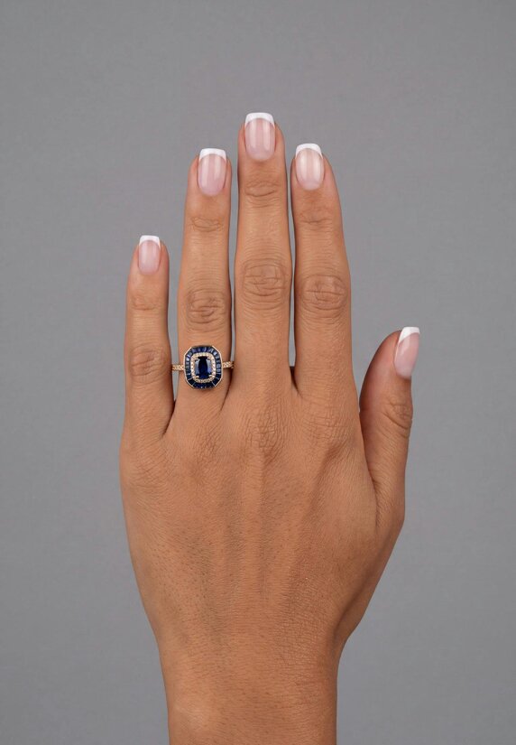 Latelita Great Gatsby Sapphire Cocktail Ring Gold