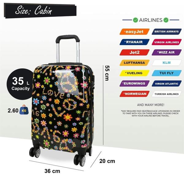 Snowball Hard Shell Printed Dual 4 Wheel Luggage Suitcase